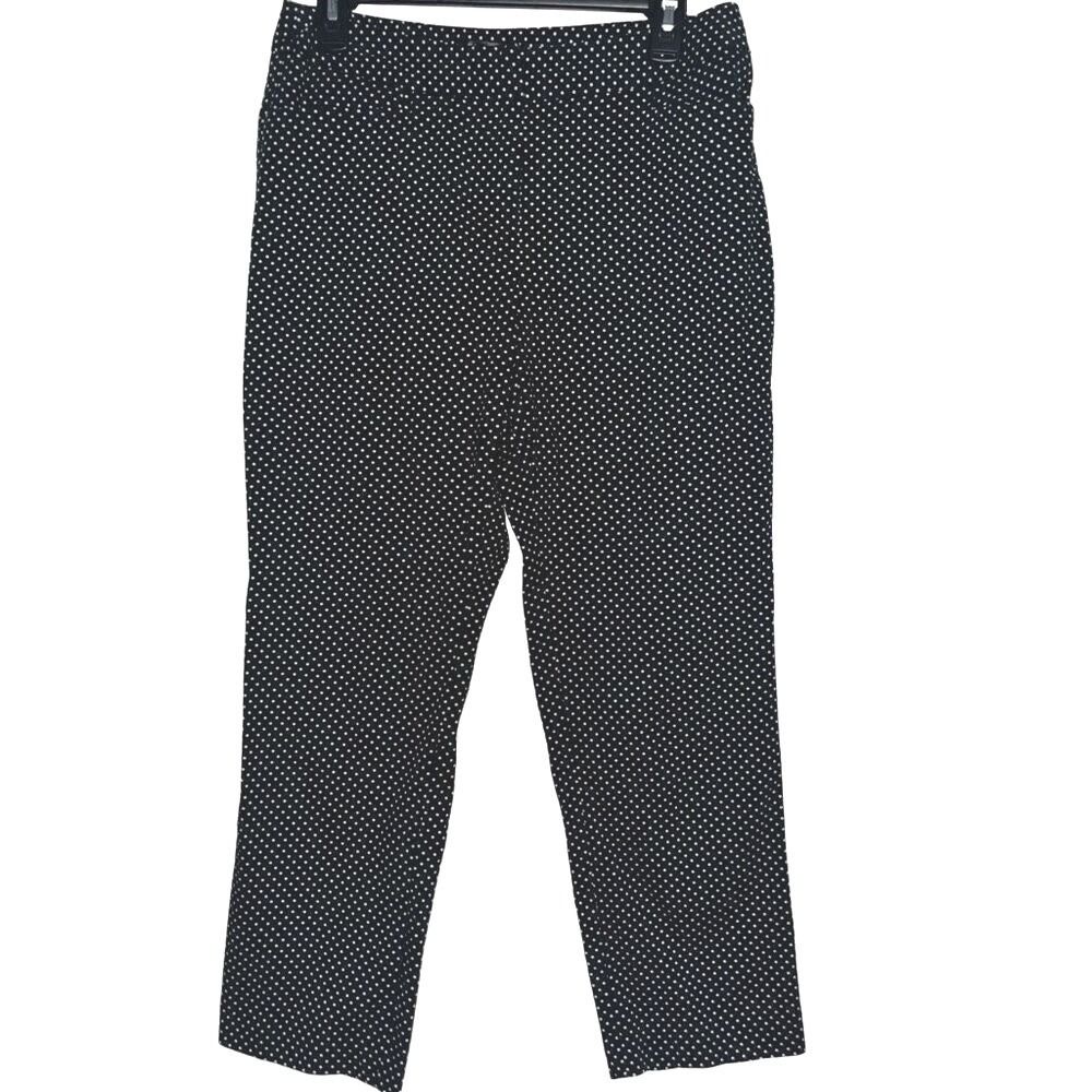 Olivia & Martin Womens 8P Black White Polka Dot Ankle Pants Petite Stretch Crop
